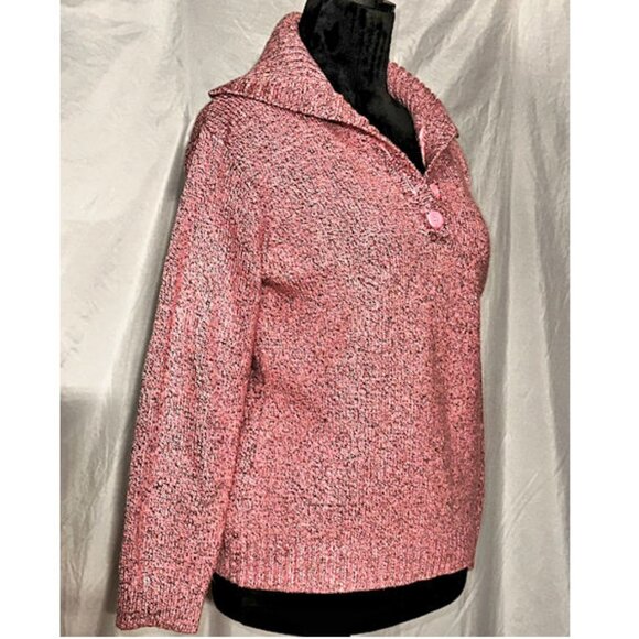 Cozy Pink Henley Sweater with Collar - Picture 2 of 4